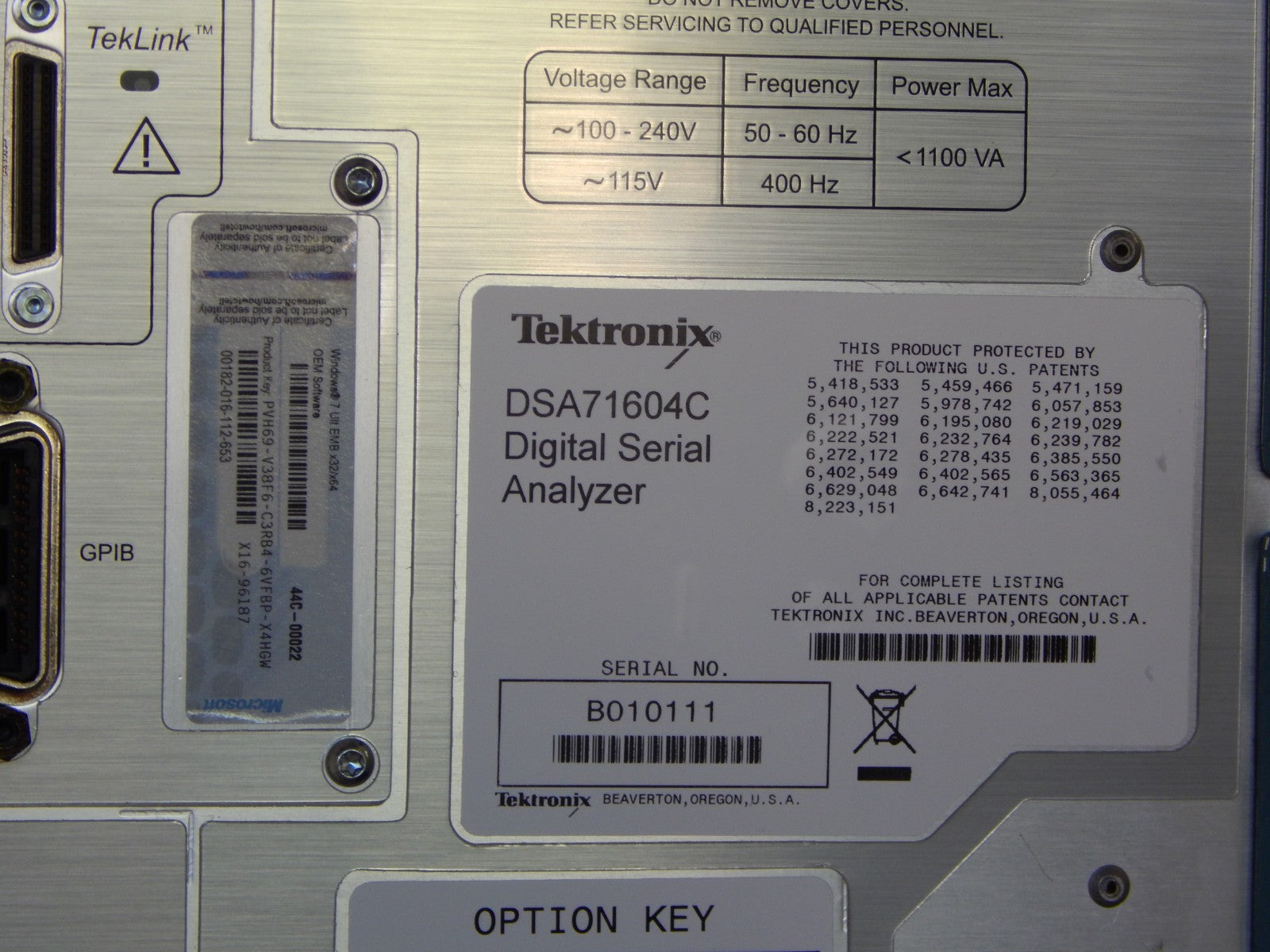Tektronix DSA71604C 16Ghz 100GS/s Oscilloscope option loaded, s/n B010111 Tektronix DSA71604C 16Ghz 100GS/s Oscilloscope option loaded, s/n B010111
